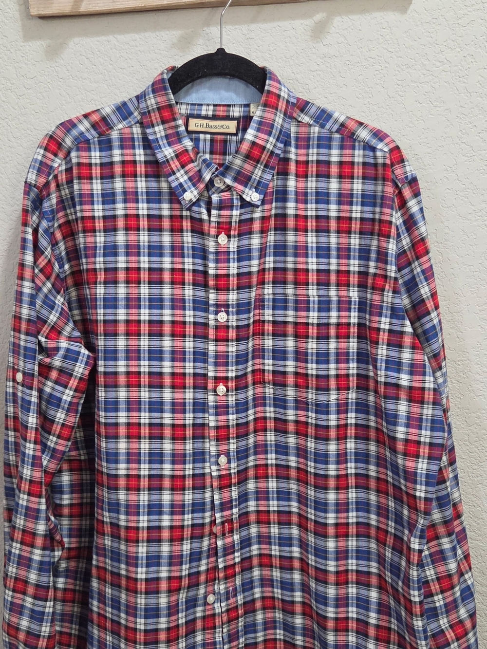 G.H. Bass & Co. Red, Blue and White Plaid Button-Down Shirt